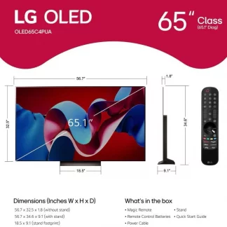 LG OLED65C4 65" 120Hz C4 OLED evo 4K HDR Smart TV